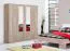 Armoire battante Kovin 02 | 2 portes miroir | 1,6 m largeur | Chêne gris | 11 compartiments | 205 x 160 x 52 cm