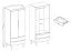 Armoire à deux tiroirs Cathcart 11, Couleur : Chêne Riviera / Blanc - Dimensions : 197 x 80 x 56 cm (H x L x P)