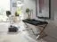 Banc rectangulaire en velours noir et or | 46 x 90 x 44 cm | Piétement inox doré | Confort haut de gamme