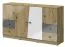 Commode Sirte 06 | Chêne / Blanc / Gris brillant | 90 x 160 x 40 cm | Design moderne et espace optimisé