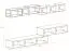 Mur TV design Valand 10 noir | 3 vitrines suspendues | Push-to-open | 170 x 280 x 40 cm