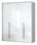 Armoire à portes battantes / armoire avec cadre Siumu 23, Couleur : Blanc / Blanc brillant - 226 x 187 x 60 cm (H x L x P)