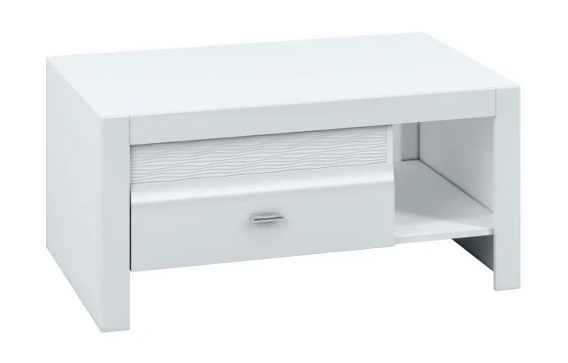 Table basse Heber 12 | Blanc / Blanc brillant | 108 x 69 x 52 cm | Design moderne et finition premium