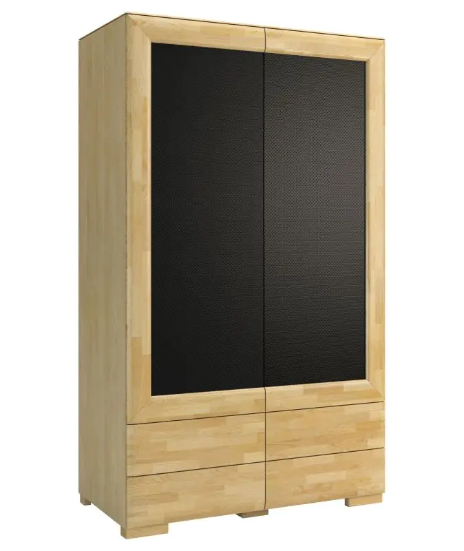 Armoire à portes battantes / Armoire "Lipik" 38, couleur : chêne / noir, partiellement massif - Dimensions : 204 x 121 x 61 cm (H x L x P)
