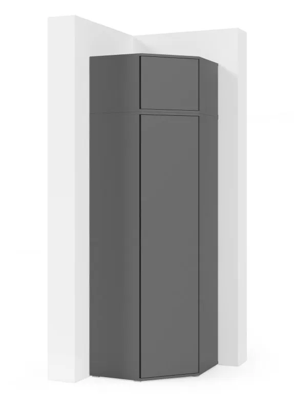 Armoire d’angle élégante Zapopan 63 | 6 compartiments | Graphite | 225 x 70 x 70 cm | Fonction push-to-open