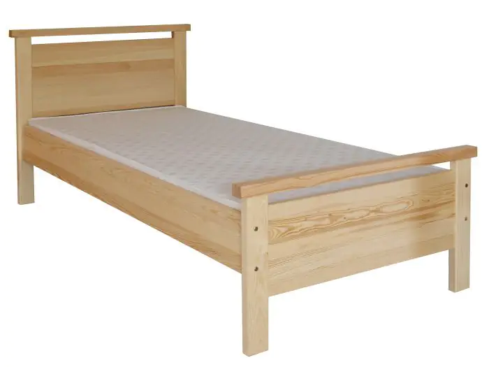 Lit d'enfant / lit de jeunesse en bois de pin massif, naturel 70, sommier à lattes inclus - Dimensions 100 x 200 cm