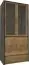 Vitrine Selun 09, couleur : chêne brun foncé / gris - 197 x 90 x 43 cm (h x l x p)