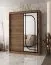 Armoire à portes coulissantes / Penderie à vêtements / Couleur : Noyer Warmia / 150 x 62 x 200 cm / 2 tringles à vêtements / Système de glissières fiable / 5 compartiments / Miroir décoratif