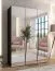 Armoire / Couleur : Noir / 3 portes miroir / 2 compartiments / 2 tringles à vêtements / Dimensions : 150 x 52 x 202 cm / Poignées : Cachemire / Fonction Soft-Close / Protection des bords ABS