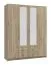 Armoire battante Kovin 02 | 2 portes miroir | 1,6 m largeur | Chêne gris | 11 compartiments | 205 x 160 x 52 cm