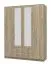 Armoire battante Kovin 02 | 2 portes miroir | 1,6 m largeur | Chêne gris | 11 compartiments | 205 x 160 x 52 cm
