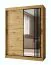 Armoire à portes coulissantes / Couleur : Chêne artisan / 5 compartiments / 2 tringles / Détails modernes / 1 porte miroir / 150 x 62 x 200 cm / Penderie