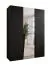 Armoire à portes battantes / Penderie / Couleur : Noir / 1 porte à miroir / Poignées : Noir / 2 compartiments / Soft-Close / 2 tringles à vêtements / Dimensions : 150 x 52 x 202 cm / ABS