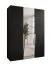 Armoire à portes battantes / Penderie / Couleur : Noir / 1 porte miroir / Poignées : cachemire / 2 compartiments / Soft-Close / 2 tringles à vêtements / Dimensions : 150 x 52 x 202 cm / ABS