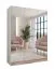 Armoire de chambre à coucher avec miroir / Couleur : Blanc / Fonction soft-close / Poignées : Noir / Dimensions : 150 x 52 x 202 cm / 2 compartiments / Penderie / ABS / 2 tringles à vêtements