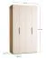 Porte pliante / Armoire / Couleur : Beige / Chêne / 2 portes / Fonction Soft-Close / 124 x 60 x 225 cm / incl. éclairage LED avec détecteur de mouvement