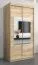 Armoire à portes coulissantes / Penderie Claveles 01 avec miroir, Couleur : Chêne de Sonoma - Dimensions : 200 x 100 x 62 cm ( H x L x P)