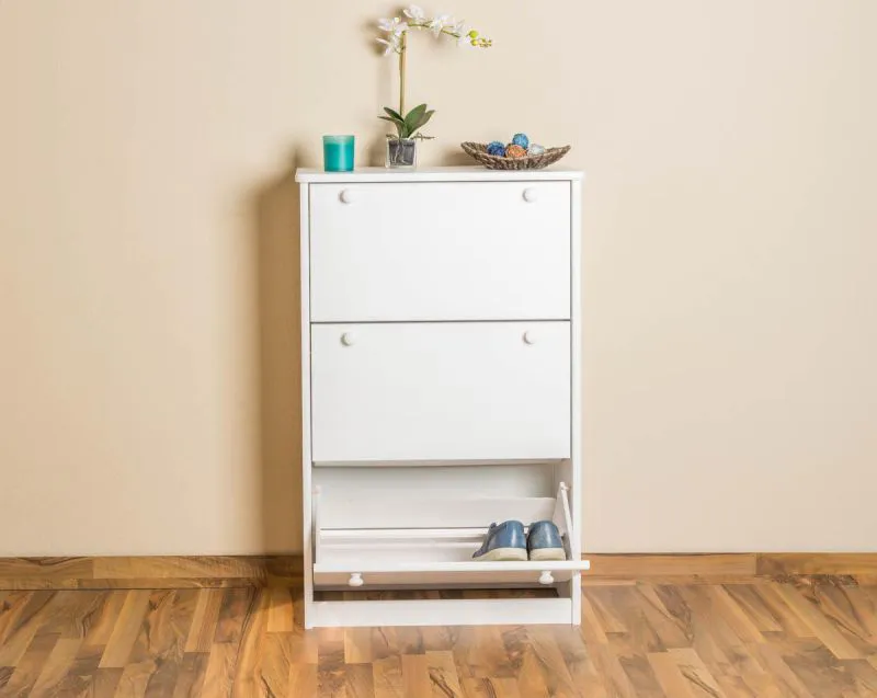 Commode à chaussures Armoire à chaussures Pin bois massif, Couleur: Blanc 115x72x30 cm, Bois massif Armoire à chaussures Abbildung