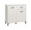 Commode blanche Sabas 05 | 1 tiroir, 2 portes, 4 compartiments | Poignées & pieds noirs | 90 x 93 x 40 cm