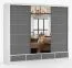 Armoire coulissante avec miroir | 250 cm de large | 3 portes, 4 tiroirs, 7 compartiments | Gris/Blanc | Lusatian 34