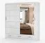 Armoire penderie portes coulissantes avec miroir | Blanc brillant | Lusatian 14 | 218 x 203 x 61 cm | 2 portes, 3 tiroirs, 12 compartiments