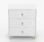 Commode blanche Taygetos 01 | 96 x 80 x 45 cm | 3 tiroirs | Poignées en cuir | Pieds en bois 14 cm | Style scandinave