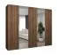 Armoire à portes battantes avec trois tringles / Couleur : Noyer / 3 compartiments / 2,5 mètres de large / Poignées : Dorées / Système de fermeture Soft-Close / 2 portes miroir