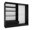 Armoire penderie Filiates 01 | 1 porte miroir, 2 tiroirs, 2,2 m large | Noir et chêne Artisan