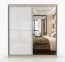 Armoire penderie Sredna 02 | Portes coulissantes miroir | Blanc & Chêne de Sonoma | 218 x 203 x 61 cm | 3 tiroirs, 7 compartiments