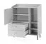 Commode Sampont 09 beige & chêne clair | 115 x 95 x 42 cm | 5 compartiments, 2 tiroirs | Style moderne