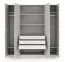 Penderie / Armoire à portes battantes / 4 portes / 200 x 61 x 210 cm / Couleur : gris platine / 3 tringles à vêtements / 7 compartiments / Chants ABS / Edegem 01
