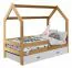 80 x 160 cm Lit pour petits enfants avec barrière anti-chute | incl. espace de rangement / tiroir  | Bois massif: Pin | Laqué Naturel | incl. Sommier à lattes  Abbildung