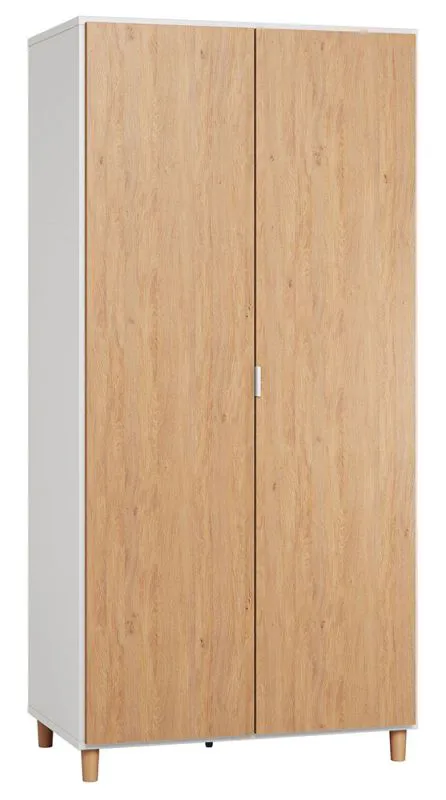Armoire penderie Arbolita 39 | Blanc et chêne | 195 x 93 x 57 cm | LED, Soft Close, design moderne