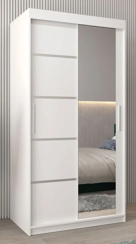 100 cm de large Armoire avec 5 casiers et 2 portes | Couleur : Blanc Abbildung