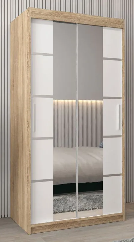 1 mètre de large Armoire avec 2 portes | Couleur : Chêne Sonoma / Blanc Abbildung