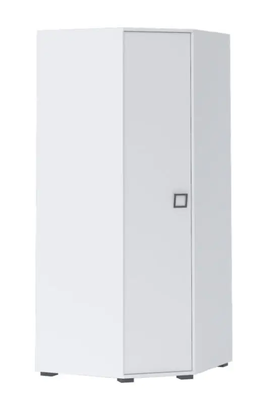 Chambre d'enfant - Armoire à portes battantes / armoire d'angle Benjamin 15, couleur : blanc - Dimensions : 198 x 86 x 86 cm (H x L x P)