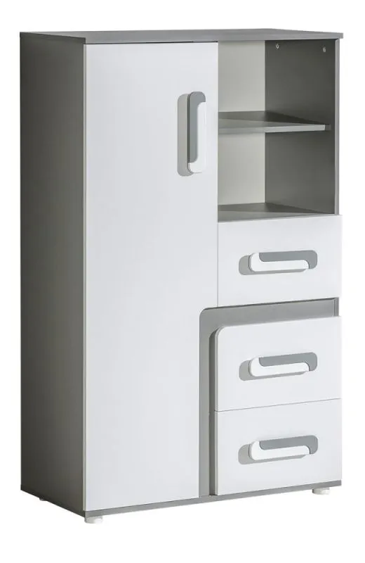 Commode Oskar 06 pour chambre ado | Anthracite & Blanc | 136 x 85 x 40 cm | Design moderne & rangements