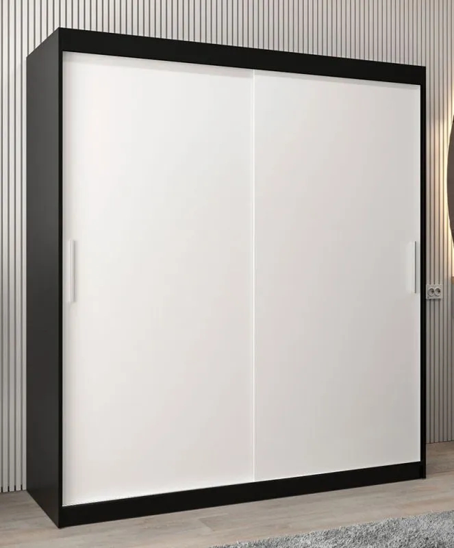 180 cm de large Armoire avec 10 casiers et 2 portes | Couleur: Blanc / Noir Abbildung