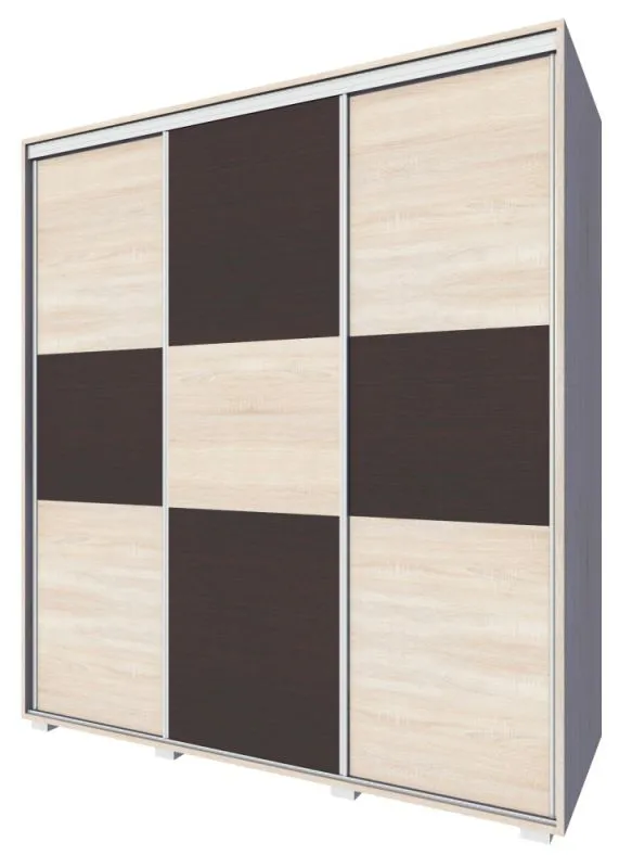 Armoire à portes coulissantes Rabaul 37 | chêne clair & chêne foncé | 210 x 190 x 60 cm