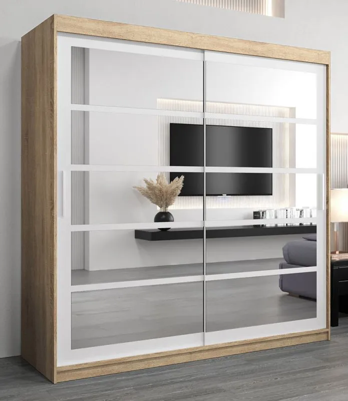 2 mètres de large Armoire avec 2 portes | Couleur: Chêne Sonoma  / Blanc Abbildung