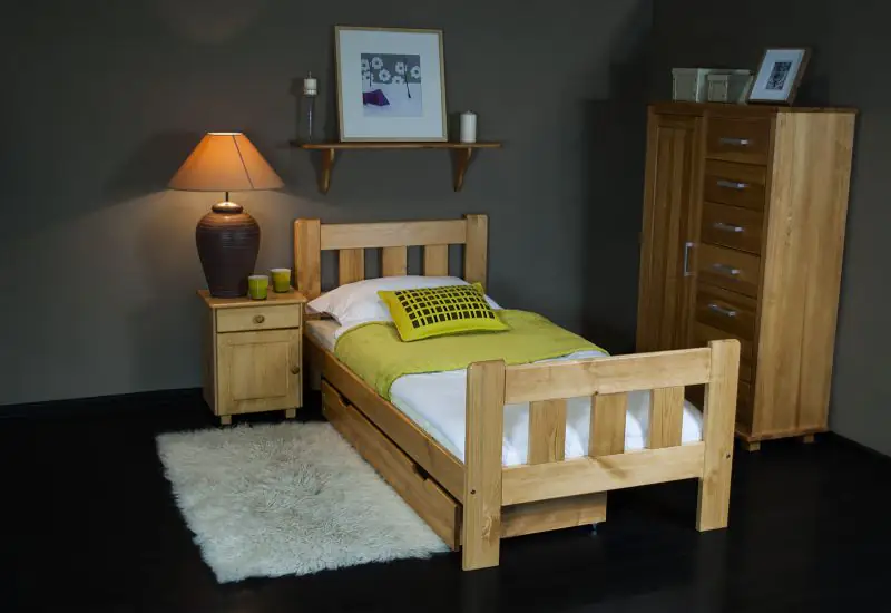 Lit simple / lit d'appoint en bois de pin massif, naturel A22, sommier à lattes inclus - Dimensions 120 x 200 cm 