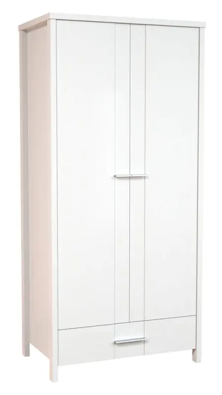 Armoire à portes battantes / Penderie Caesio 01, massif, Couleur : Blanc - Dimensions : 191 x 90 x 55 cm (H x L x P)