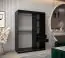 Armoire à portes coulissantes / Penderie Bisaurin 3C avec miroir, Couleur : Noir / Chêne de Sonoma - Dimensions : 200 x 150 x 62 cm ( H x L x P)