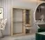 Armoire à portes coulissantes / Penderie Bisaurin 3D avec miroir, Couleur : Chêne de Sonoma - Dimensions : 200 x 150 x 62 cm ( H x L x P)