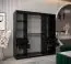 Armoire à portes coulissantes / Penderie Bisaurin 5B avec miroir, Couleur : Noir / Chêne de Sonoma - Dimensions : 200 x 200 x 62 cm ( H x L x P)