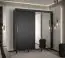 Armoire avec une porte miroir et deux barres de penderie Jotunheimen 118, couleur : noir - Dimensions : 208 x 200,5 x 62 cm (h x l x p)