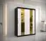 Armoire avec optique marbre Hochfeiler 10, Couleur : Noir / Marbre blanc - Dimensions : 200 x 150 x 62 cm (h x l x p), avec cinq casiers et deux miroirs