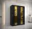 Armoire avec design en marbre noble Hochfeiler 12, Couleur : Noir / Marbre noir - Dimensions : 200 x 150 x 62 cm (h x l x p), avec deux miroirs et cinq casiers