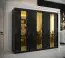 Armoire moderne Hochfeiler 24, Couleur : Noir / Marbre noir - Dimensions : 200 x 250 x 62 cm (h x l x p), avec 10 compartiments et deux tringles à vêtements