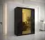 Armoire au design moderne Hochfeiler 36, Couleur : Noir / Marbre noir - Dimensions : 200 x 150 x 62 cm (h x l x p), avec deux tringles à vêtements et deux miroirs
